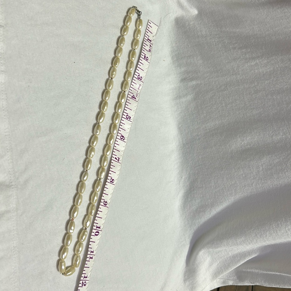 Vintage hand strung cultured oval pearl necklace